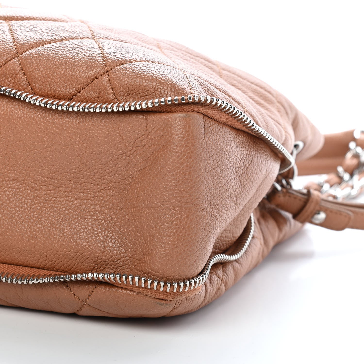 Chanel Caviar Quilted Expandable Zip Shoulder Bag Beige 30 of 43
