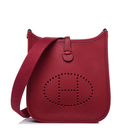 Hermes Taurillon Clemence Evelyne TPM Rouge Grenat 1 of 9