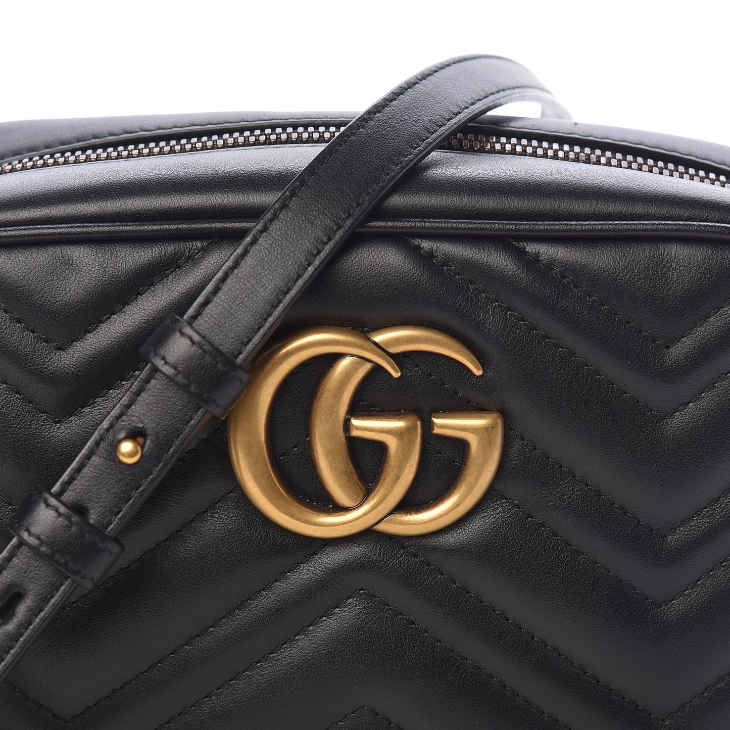 Calfskin Matelasse Small GG Marmont Chain Shoulder Bag Black