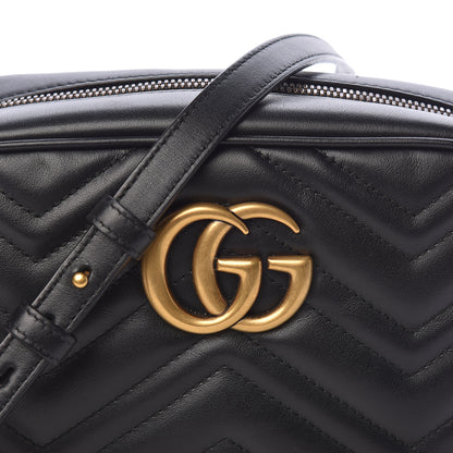 Gucci Calfskin Matelasse Small GG Marmont Chain Shoulder Bag Black 10 of 11