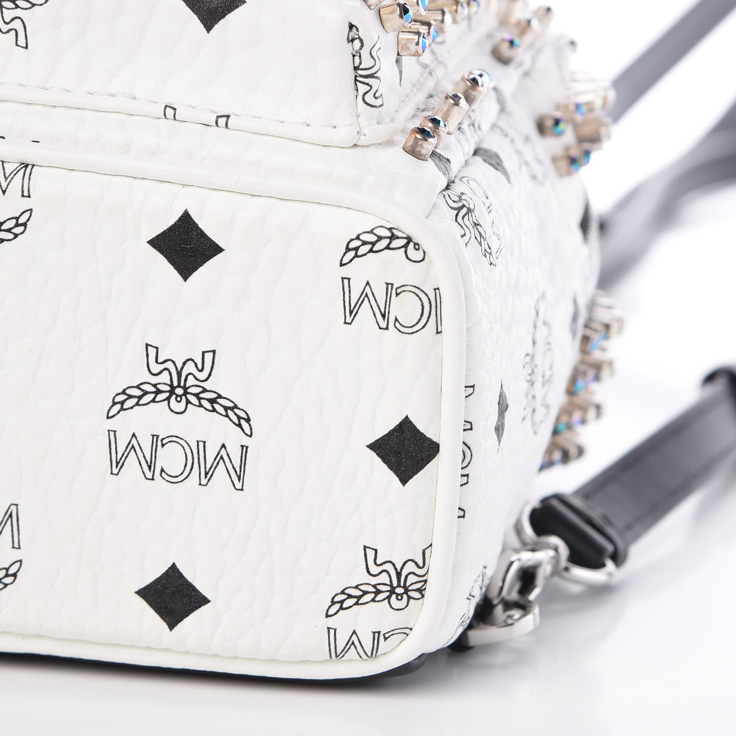 MCM Visetos Stud Mini Stark Backpack White 9 of 10