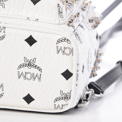 MCM Visetos Stud Mini Stark Backpack White 9 of 10