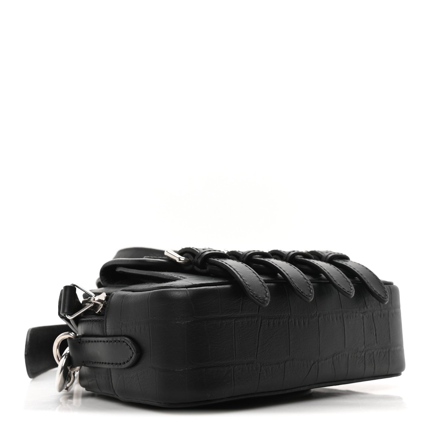 Mulberry x ACNE STUDIOS Calfskin Crocodile Embossed Mini Messenger Bag Black 4 of 9