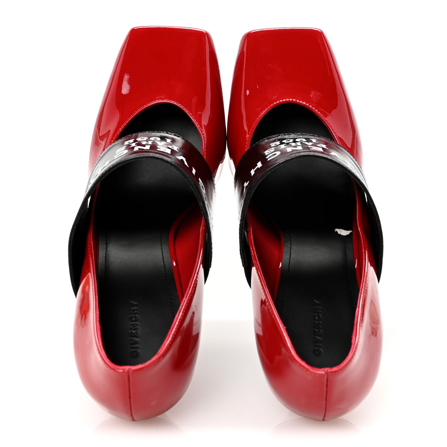 Patent Calfskin Square Pump 36 Deep Red