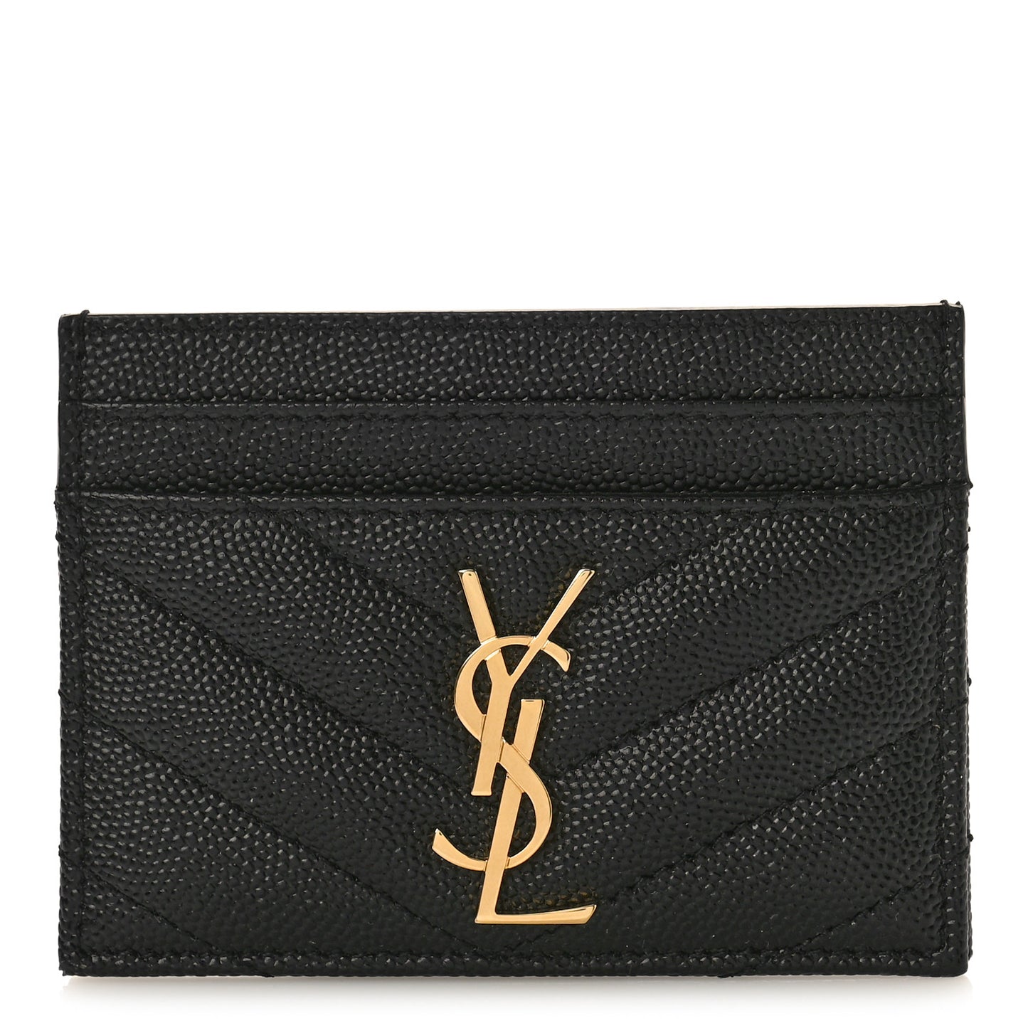 Grain De Poudre Matelasse Chevron Monogram Credit Card Case Black