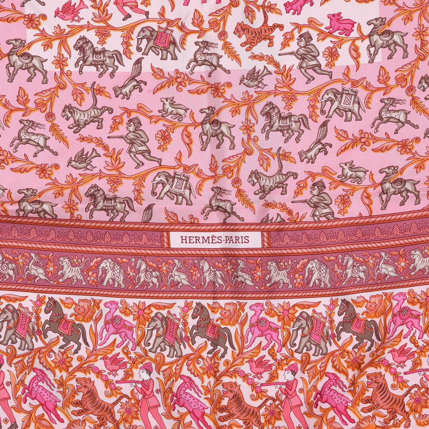 Hermes Silk Chasse En Inde Scarf 90 Cuivre Rose Vieux Rose 3 of 6
