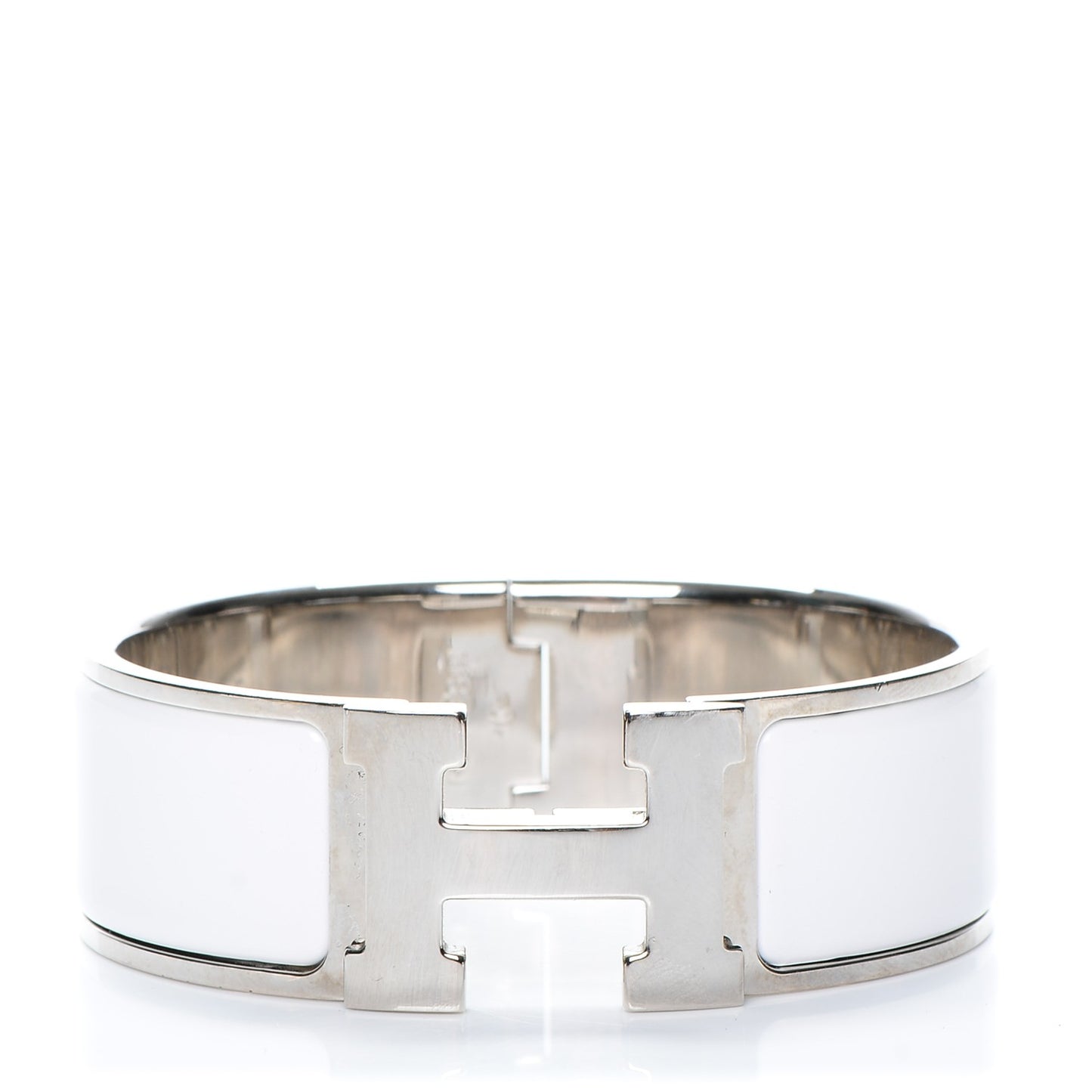 Enamel Wide Clic Clac H Bracelet PM White