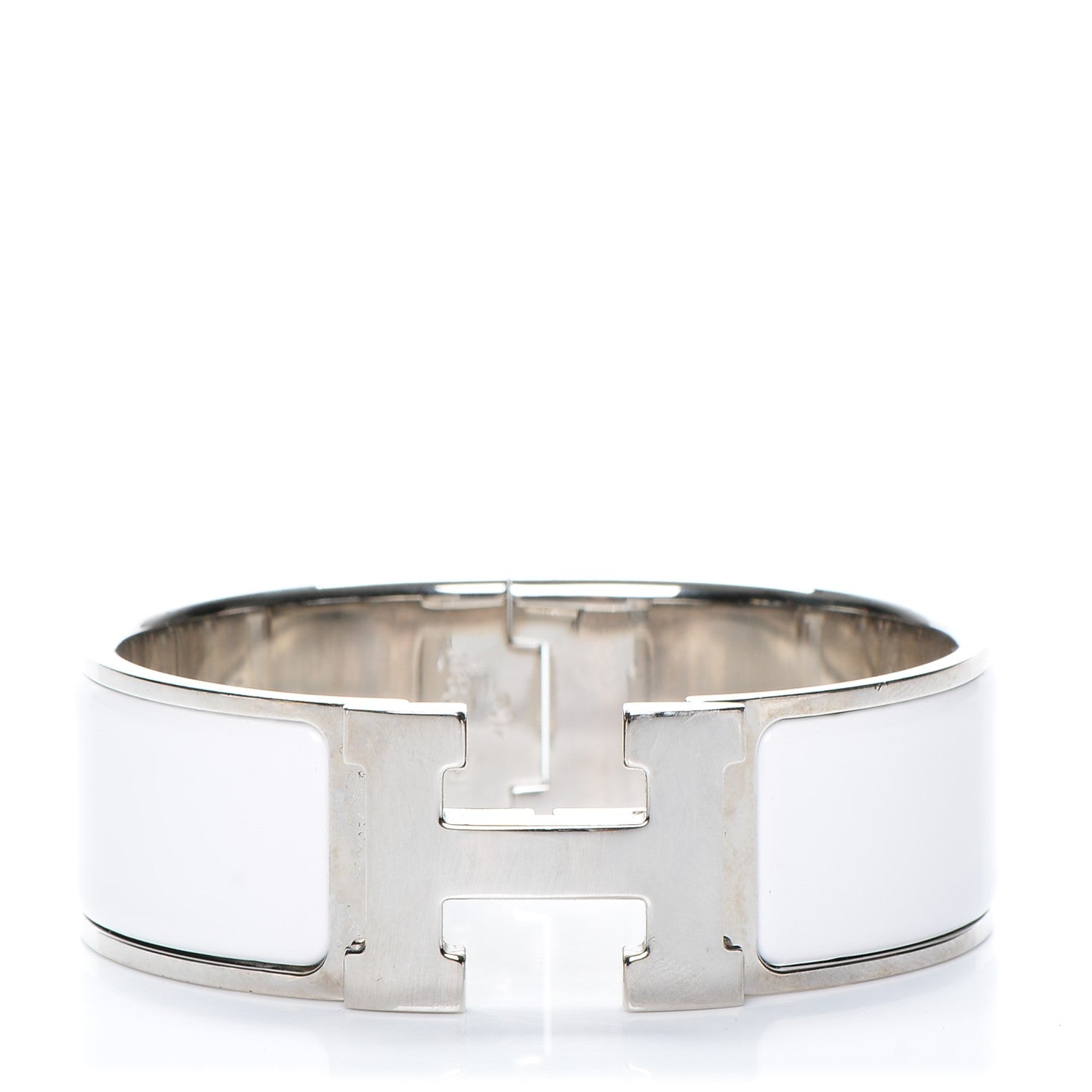 Hermes Enamel Wide Clic Clac H Bracelet PM White 1 of 4