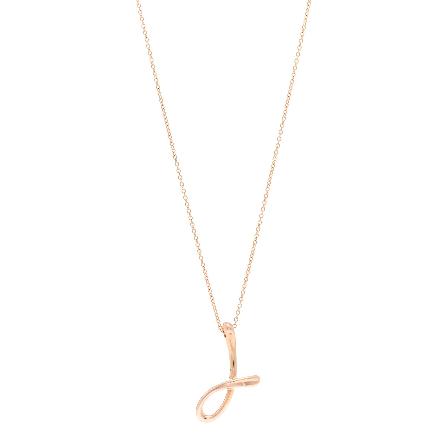 Tiffany 18K Rose Gold Elsa Peretti Letter J Pendant Necklace 1 of 4
