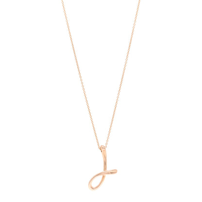 Tiffany 18K Rose Gold Elsa Peretti Letter J Pendant Necklace 1 of 4