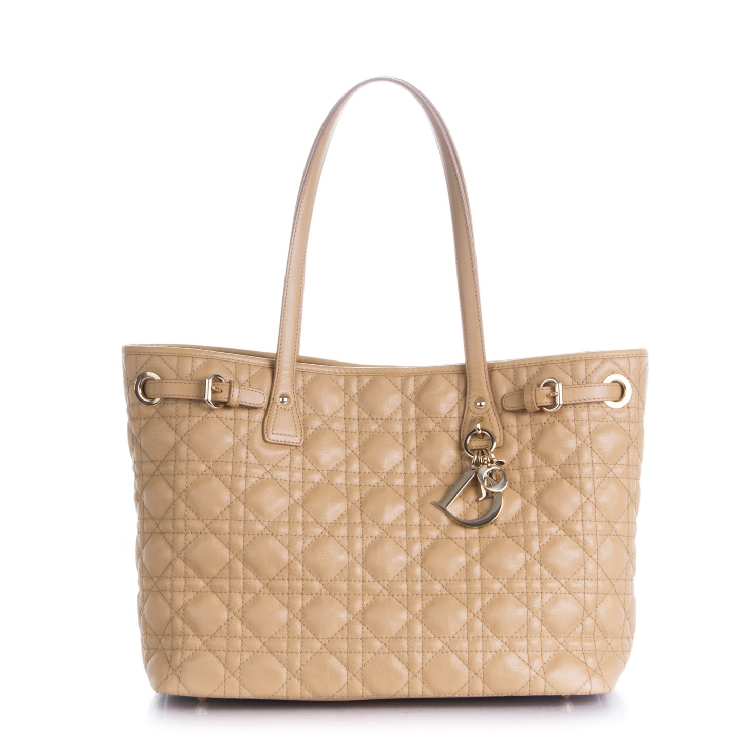 Coated Canvas Cannage Medium Panarea Tote Beige
