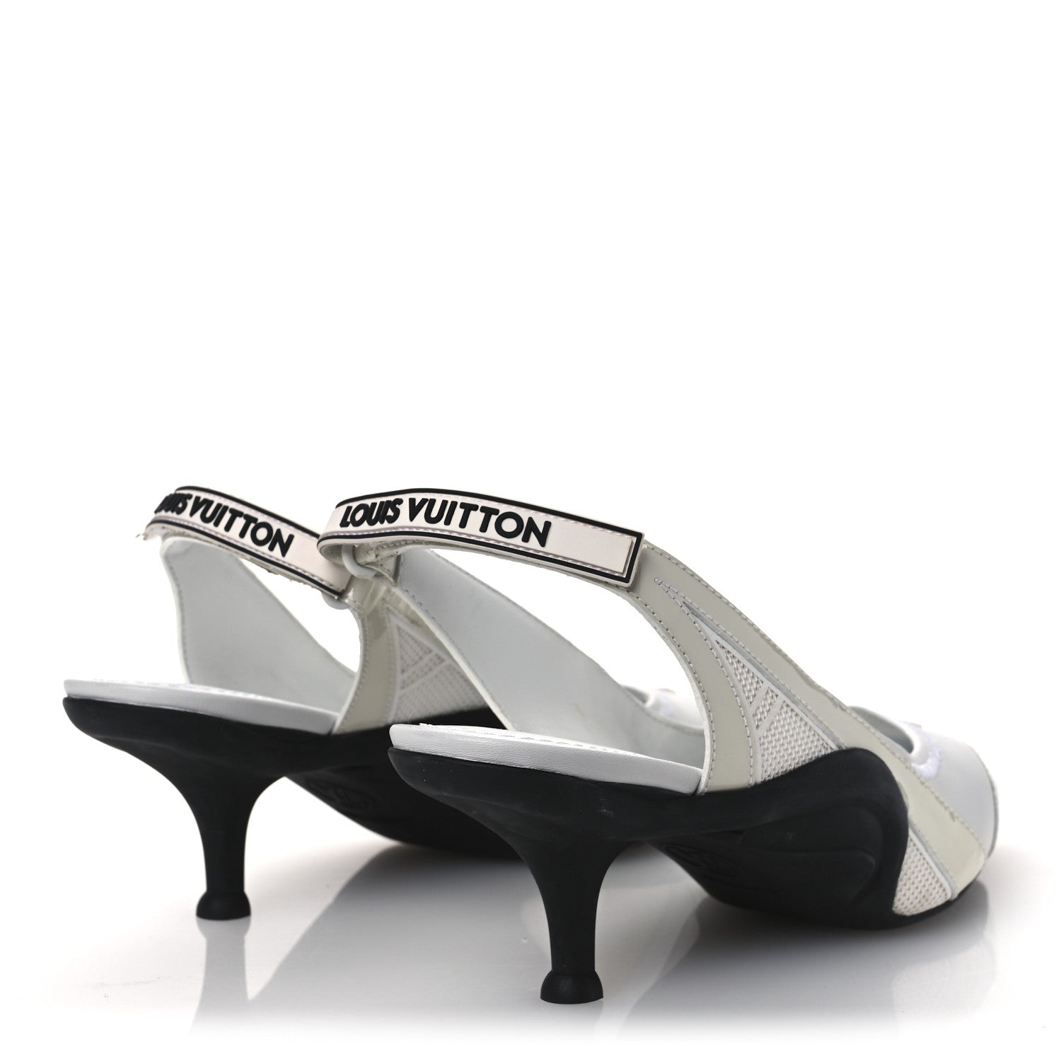 Louis Vuitton Lambskin Patent Calfskin Archlight Slingback Pumps 39 White Black 5 of 13