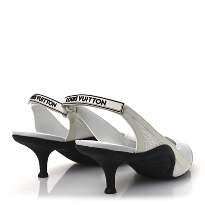 Louis Vuitton Lambskin Patent Calfskin Archlight Slingback Pumps 39 White Black 5 of 13