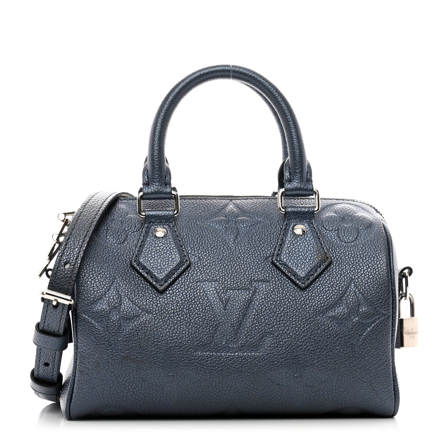 Louis Vuitton Metallic Empreinte Monogram Giant Speedy Bandouliere 20 Navy Nacre 1 of 11