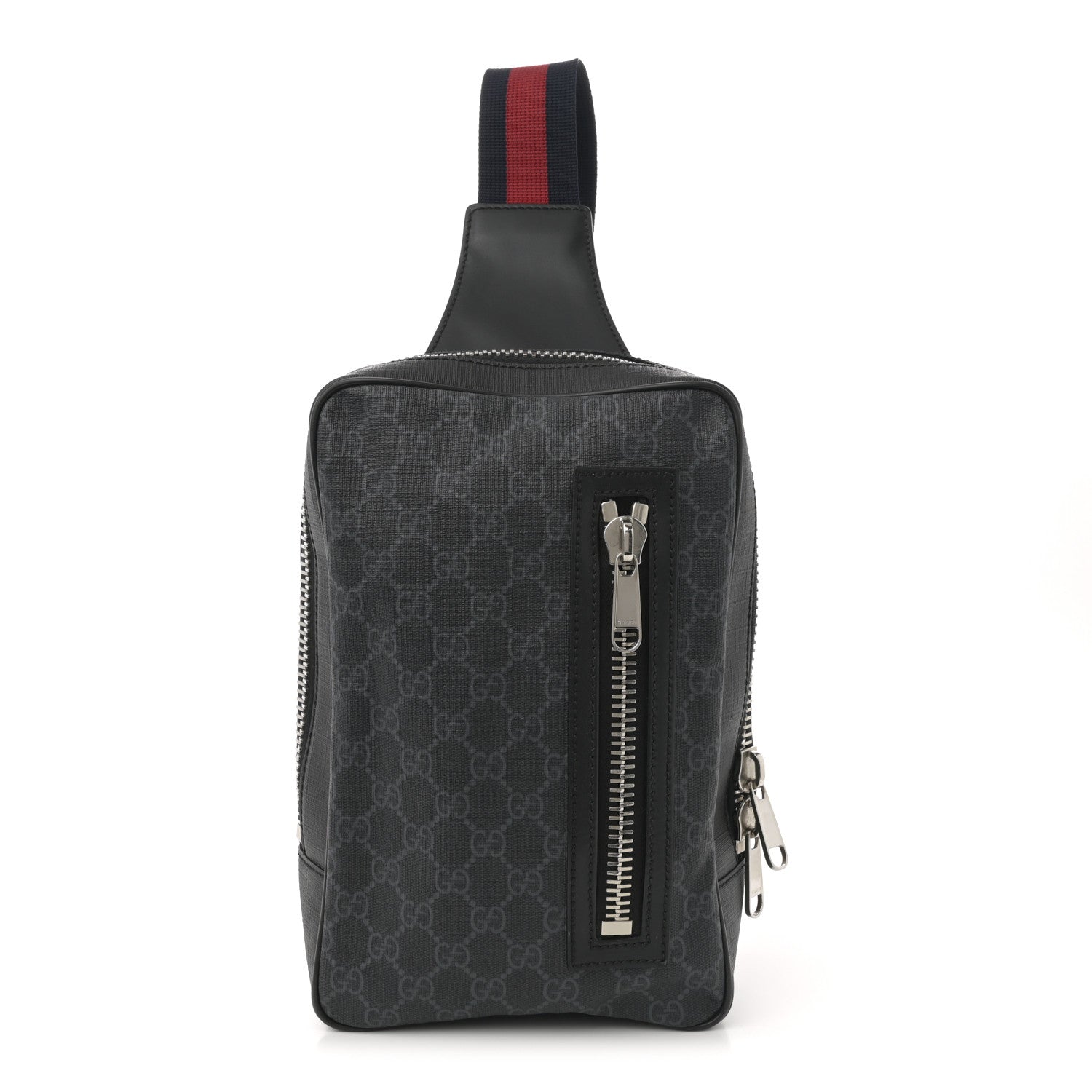 Gucci GG Supreme Monogram Web Belt Bag Black Grey 2 of 21