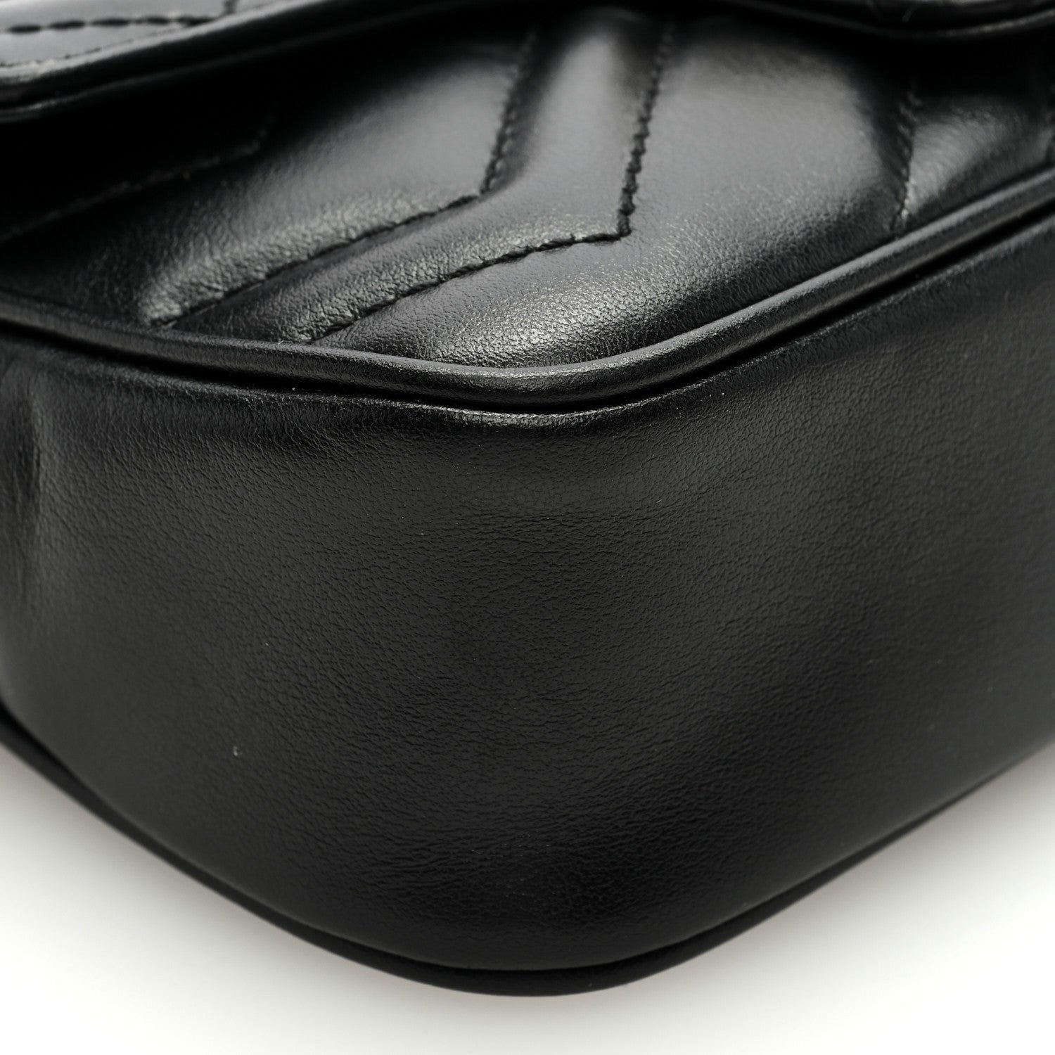 Gucci Calfskin Matelasse Super Mini GG Marmont Shoulder Bag Black 8 of 9