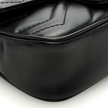Gucci Calfskin Matelasse Super Mini GG Marmont Shoulder Bag Black 8 of 9
