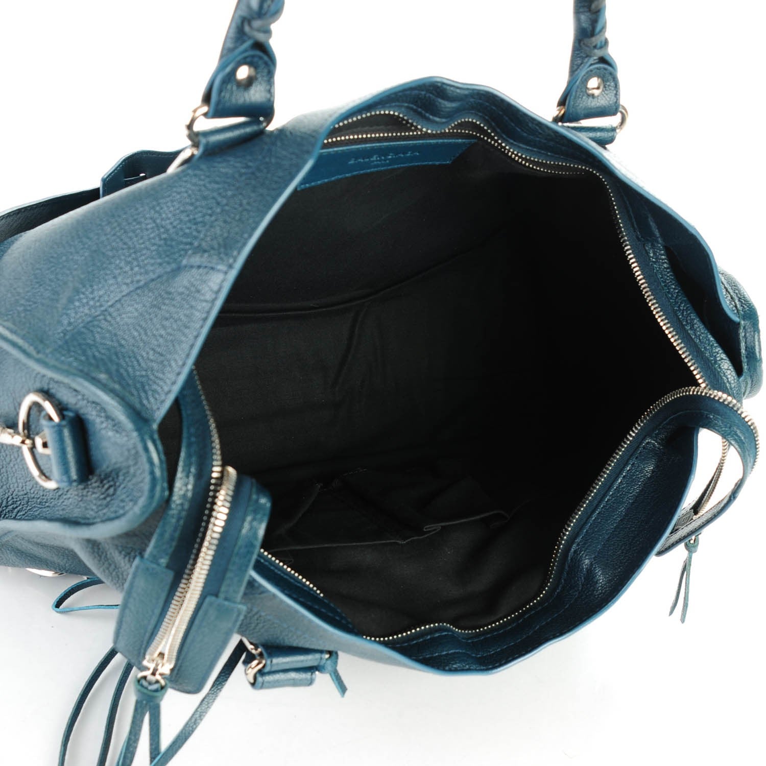 Balenciaga Chevre Silver Metallic Edge Hardware City Bleu Paon 5 of 7
