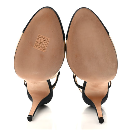 Chanel Lambskin Grosgrain Cap Toe CC Slingback Pumps 39 Beige Black 5 of 9
