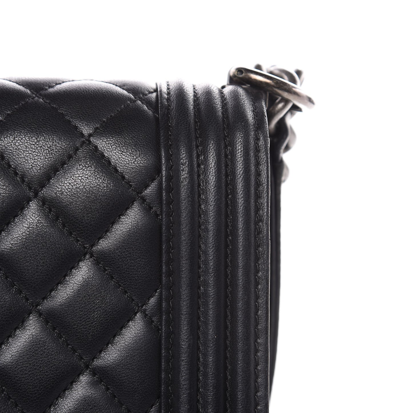 Lambskin Quilted Large Boy Flap Black