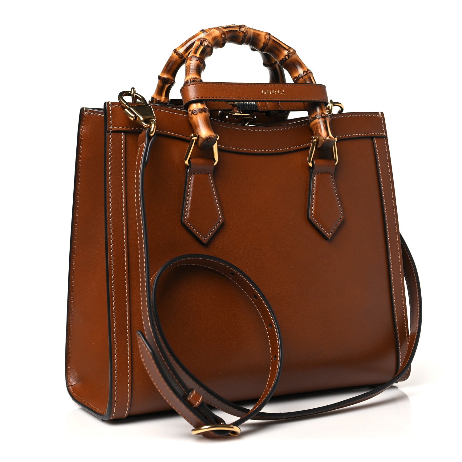 Gucci Charisma Calfskin Gucci Embossed Small Diana Tote Bag Peanut Brown 2 of 8