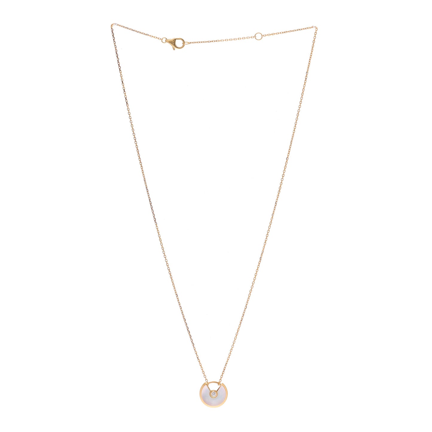 18K Yellow Gold Diamond Mother of Pearl XS Amulette de Cartier Pendant Necklace