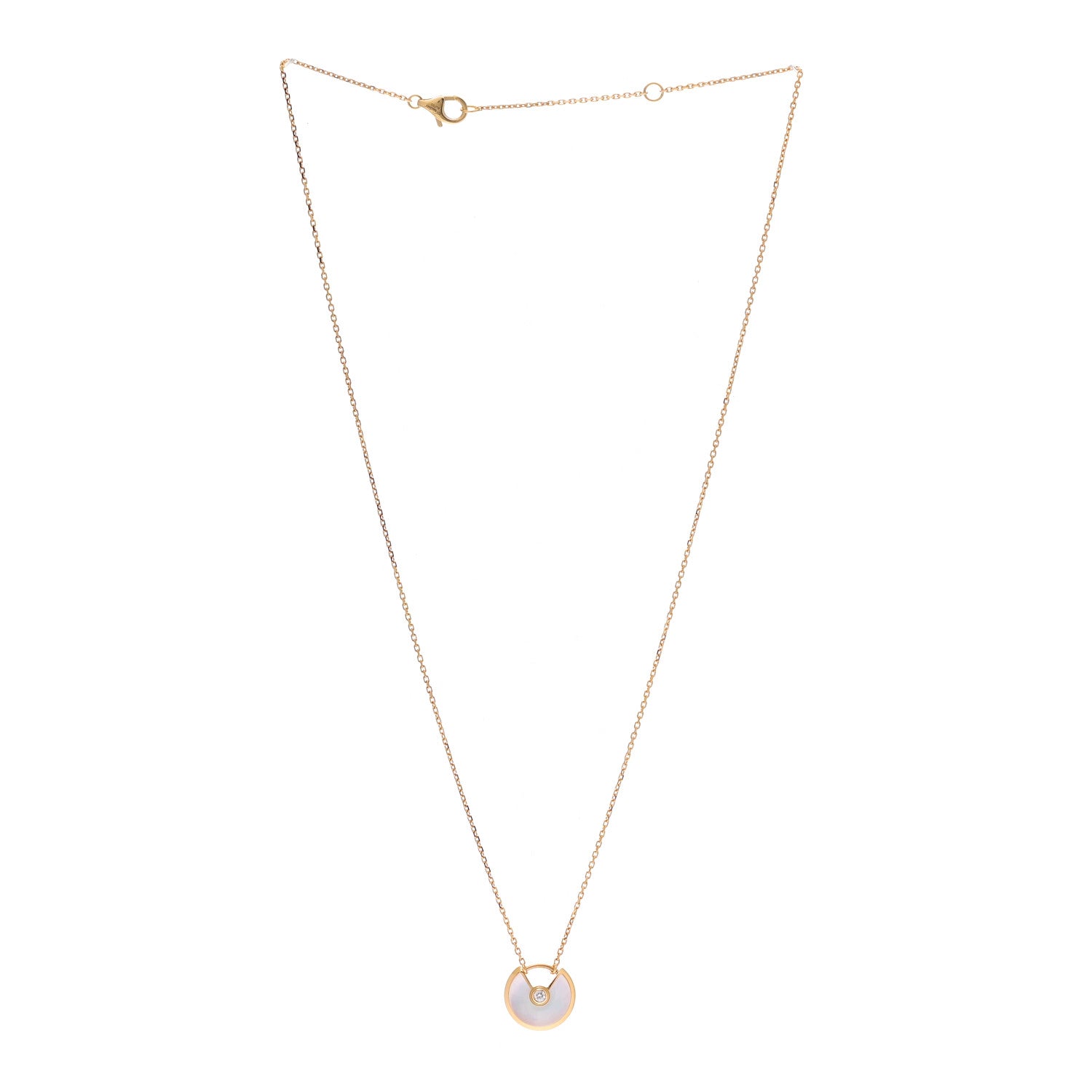 Cartier 18K Yellow Gold Diamond Mother of Pearl XS Amulette de Cartier Pendant Necklace 3 of 5