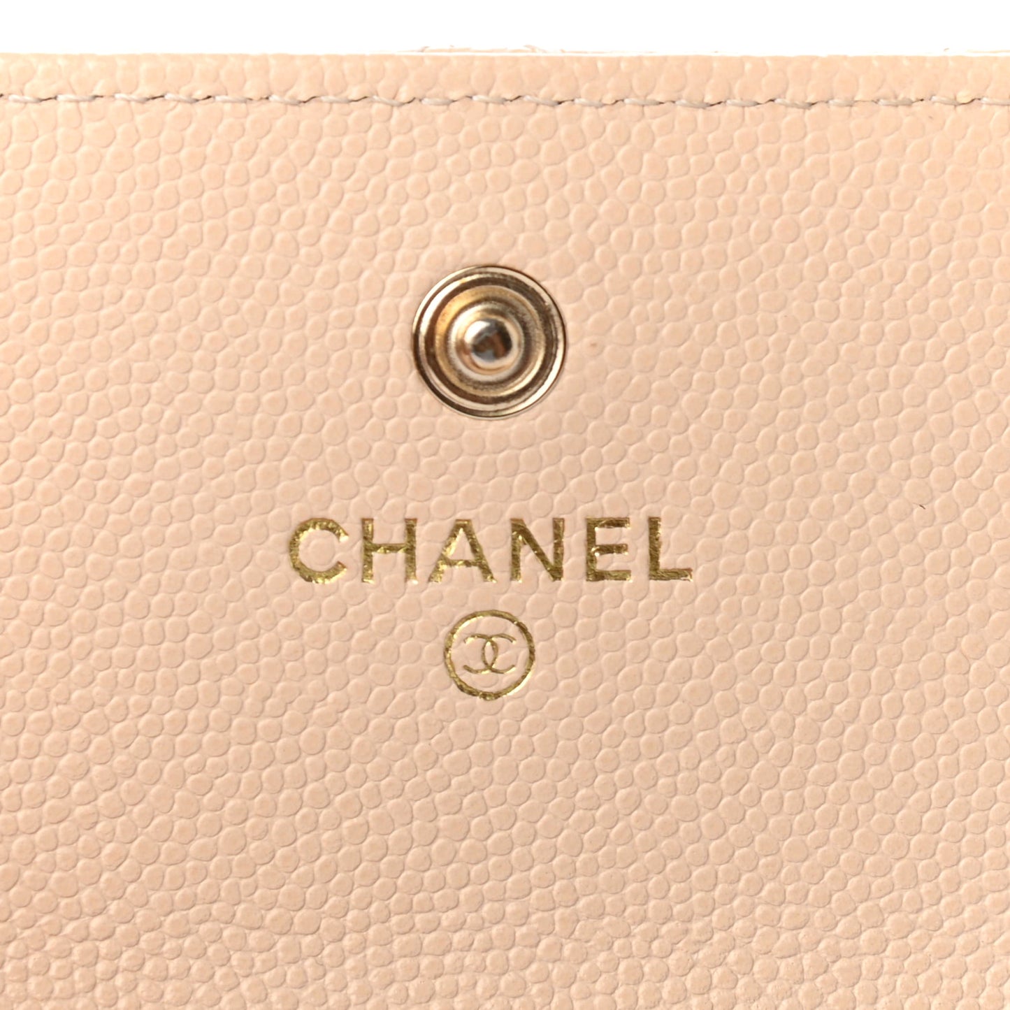Caviar Pearl Quilted Coco Candy Flap Card Holder Beige