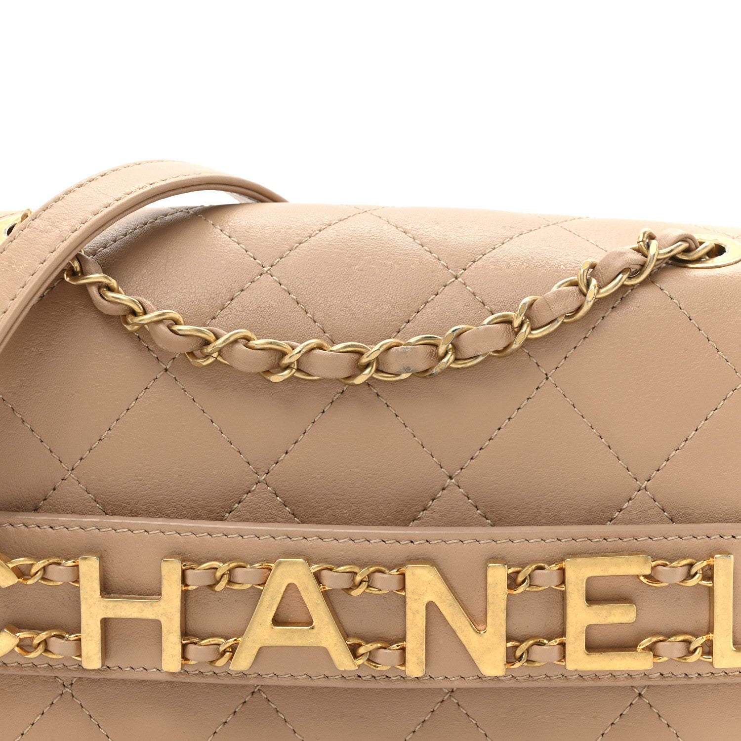 Chanel Calfskin Quilted Small Enchained Flap Beige 8 of 11