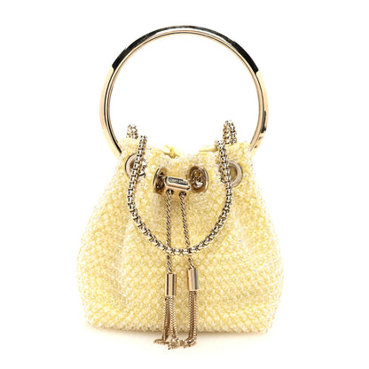 Jimmy Choo Satin Crystal Embellished Micro Bon Bon Bag Light Yellow 1 of 9