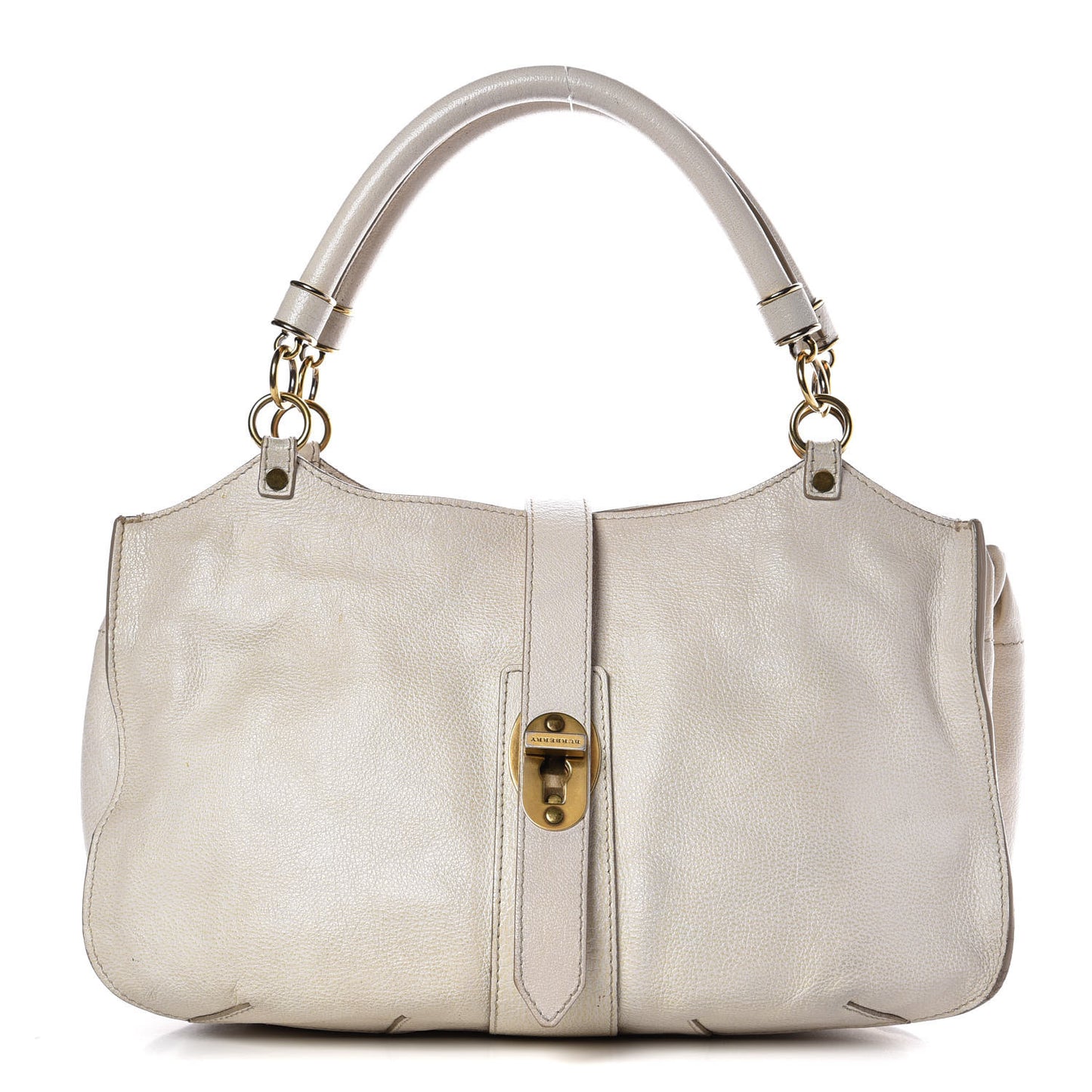 Grainy Calfskin Medium Landscape Tote Alabaster