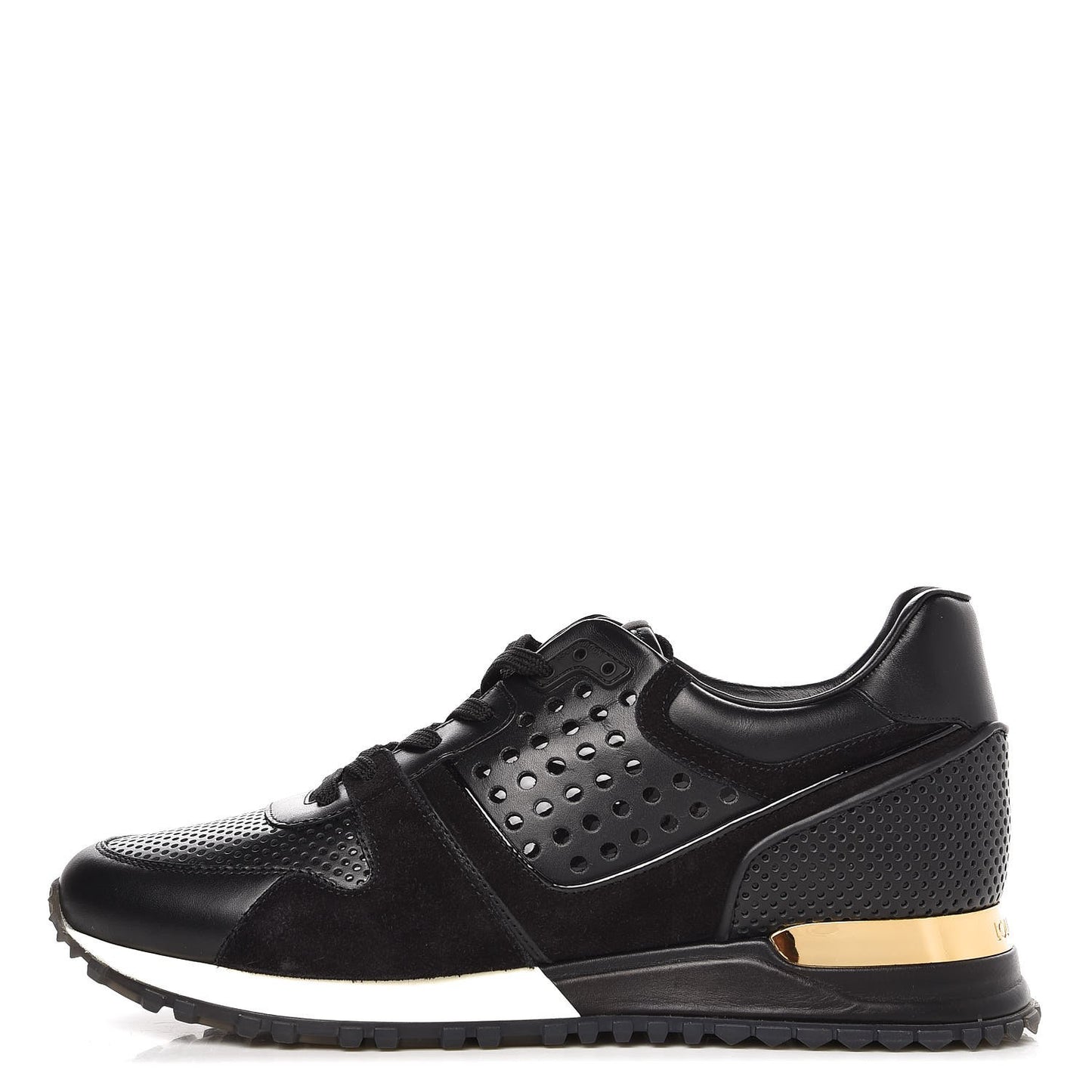 Nubuck Calfskin Perforated Run Away Sneakers 39 Black