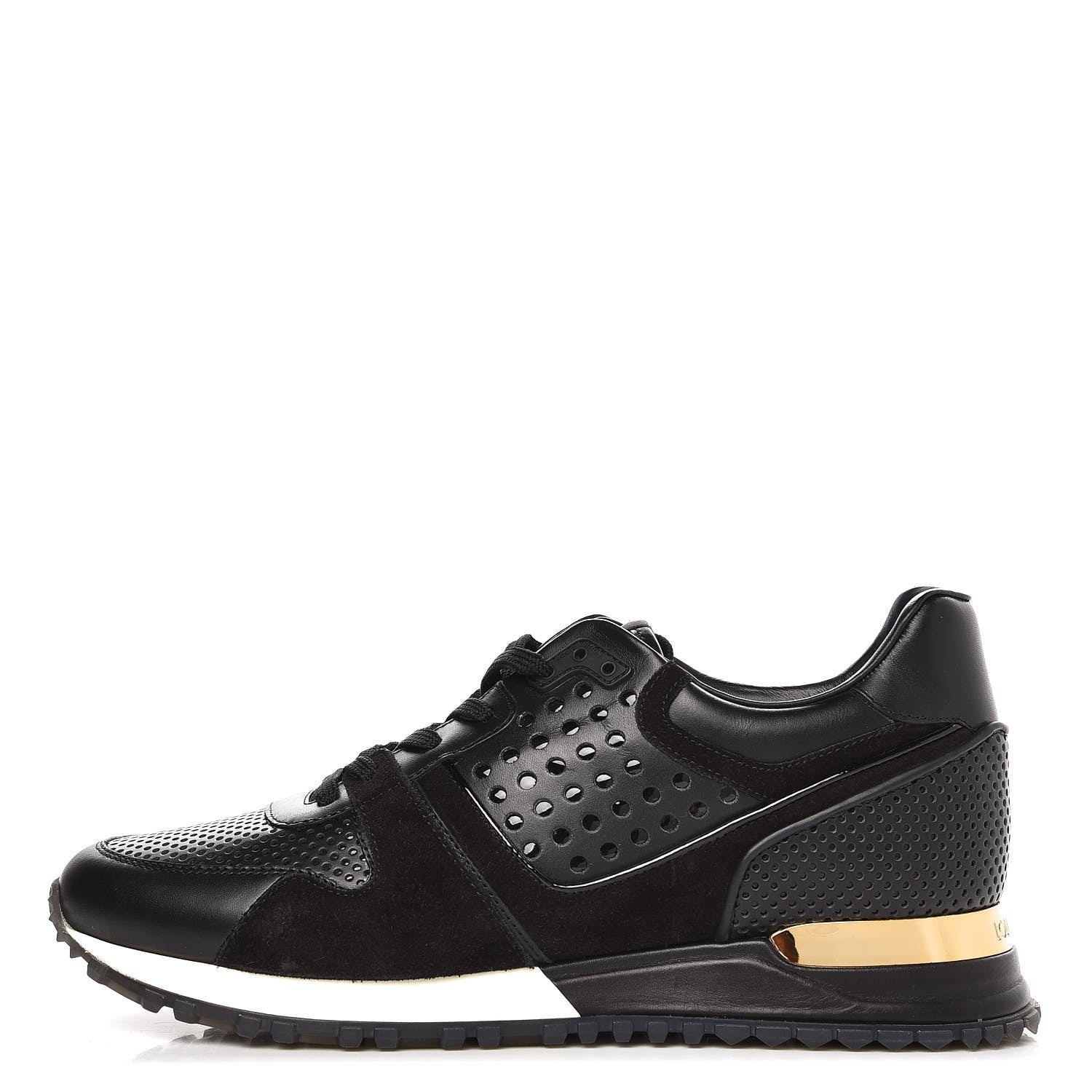 Louis Vuitton Nubuck Calfskin Perforated Run Away Sneakers 39 Black 1 of 8