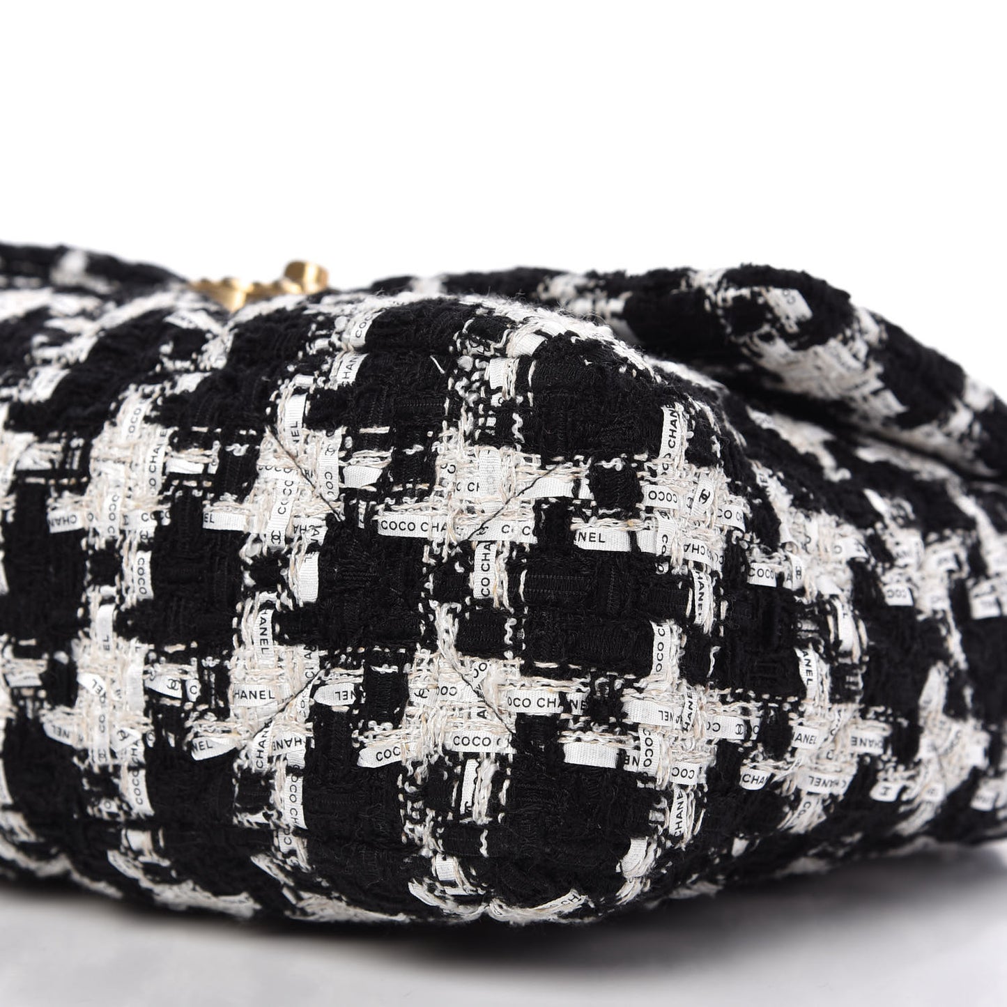 Tweed Quilted Large Chanel 19 Flap Black Ecru White