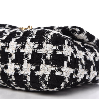 Chanel Tweed Quilted Large Chanel 19 Flap Black Ecru White 7 of 11