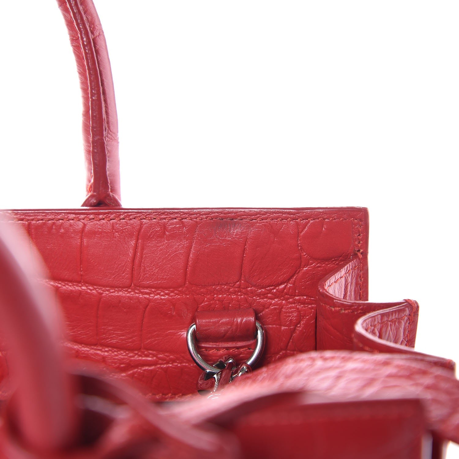 Saint Laurent Calfskin Crocodile Embossed Nano Sac De Jour Red 6 of 8