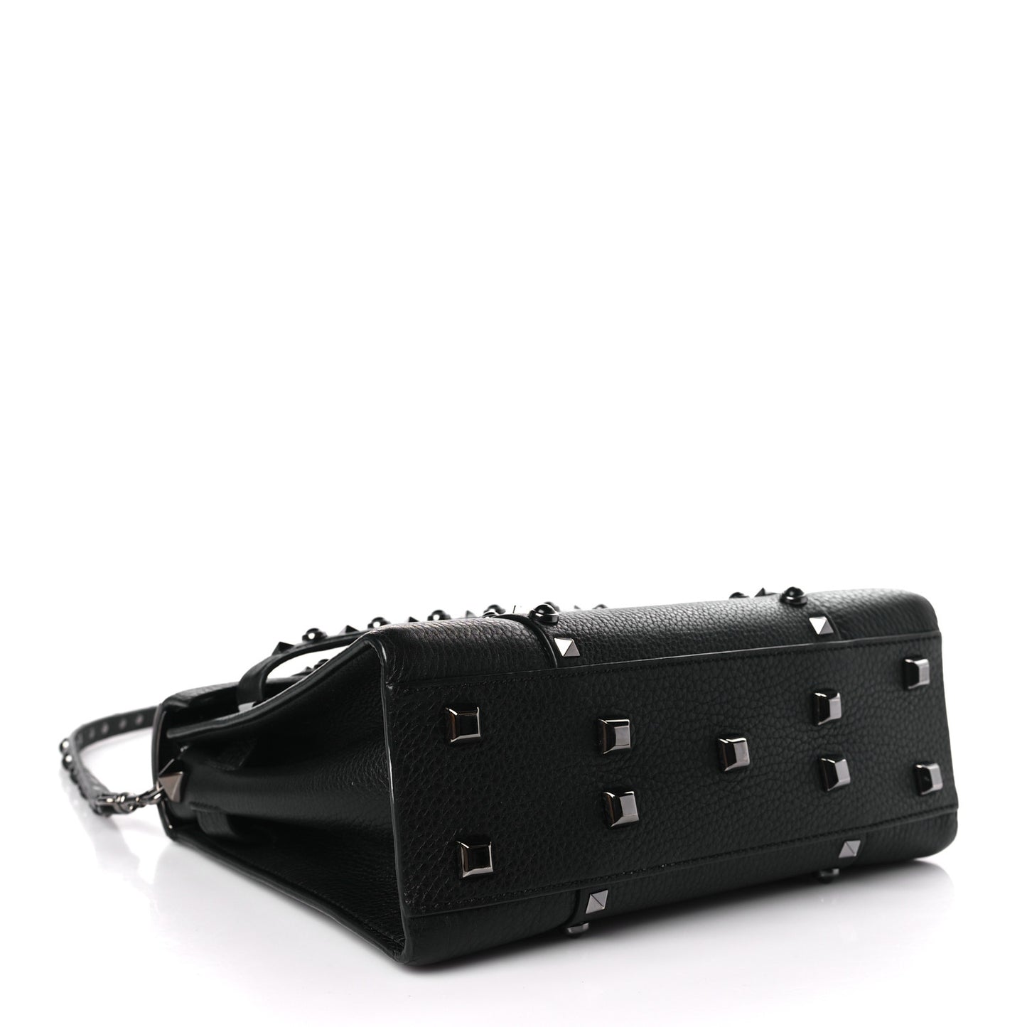 Grainy Calfskin Onyx Small My Rockstud Rolling Frame Bag Black