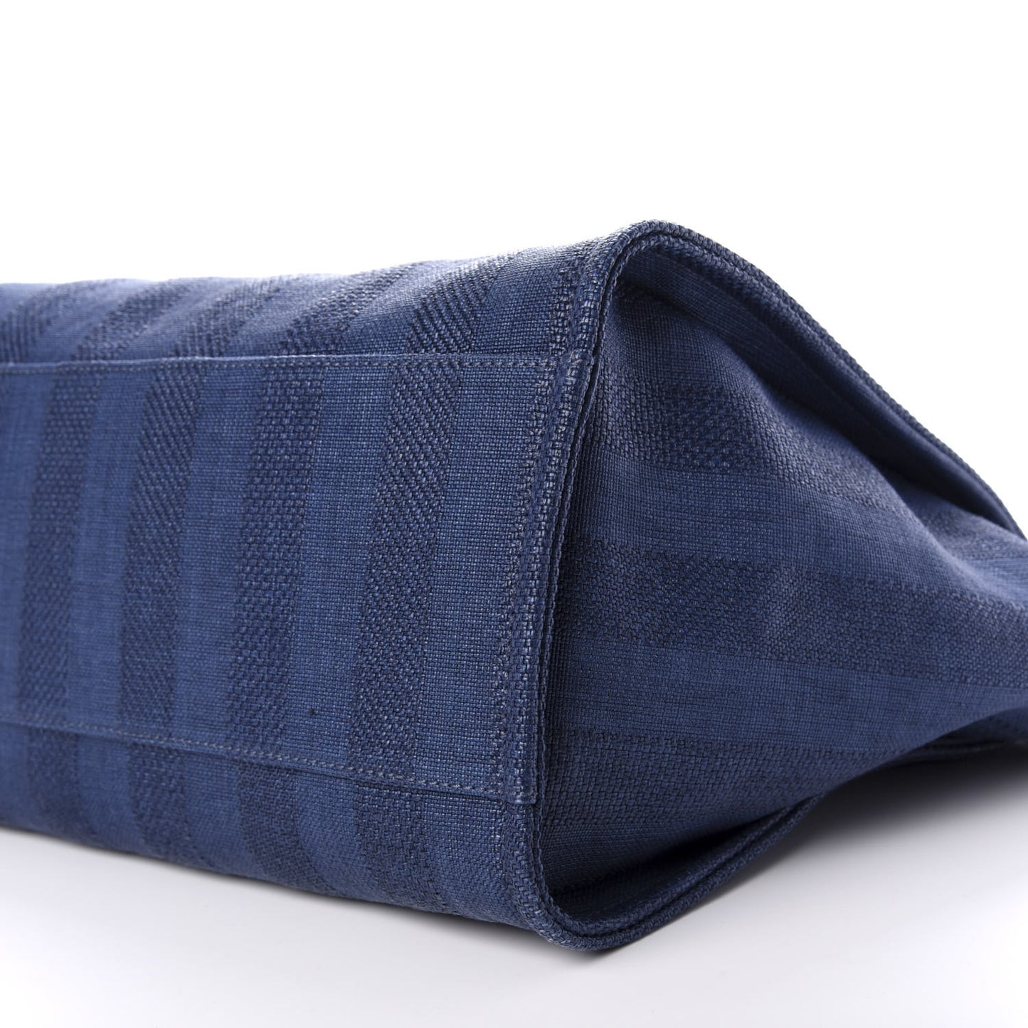 Mixed Fibers Striped Medium Deauville Tote Navy Blue