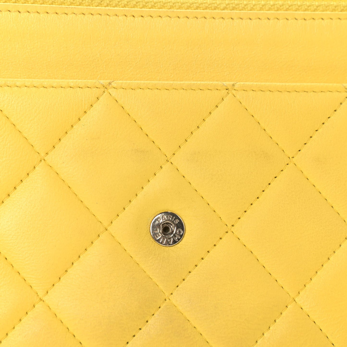 Lambskin Quilted Wallet on Chain WOC Yellow