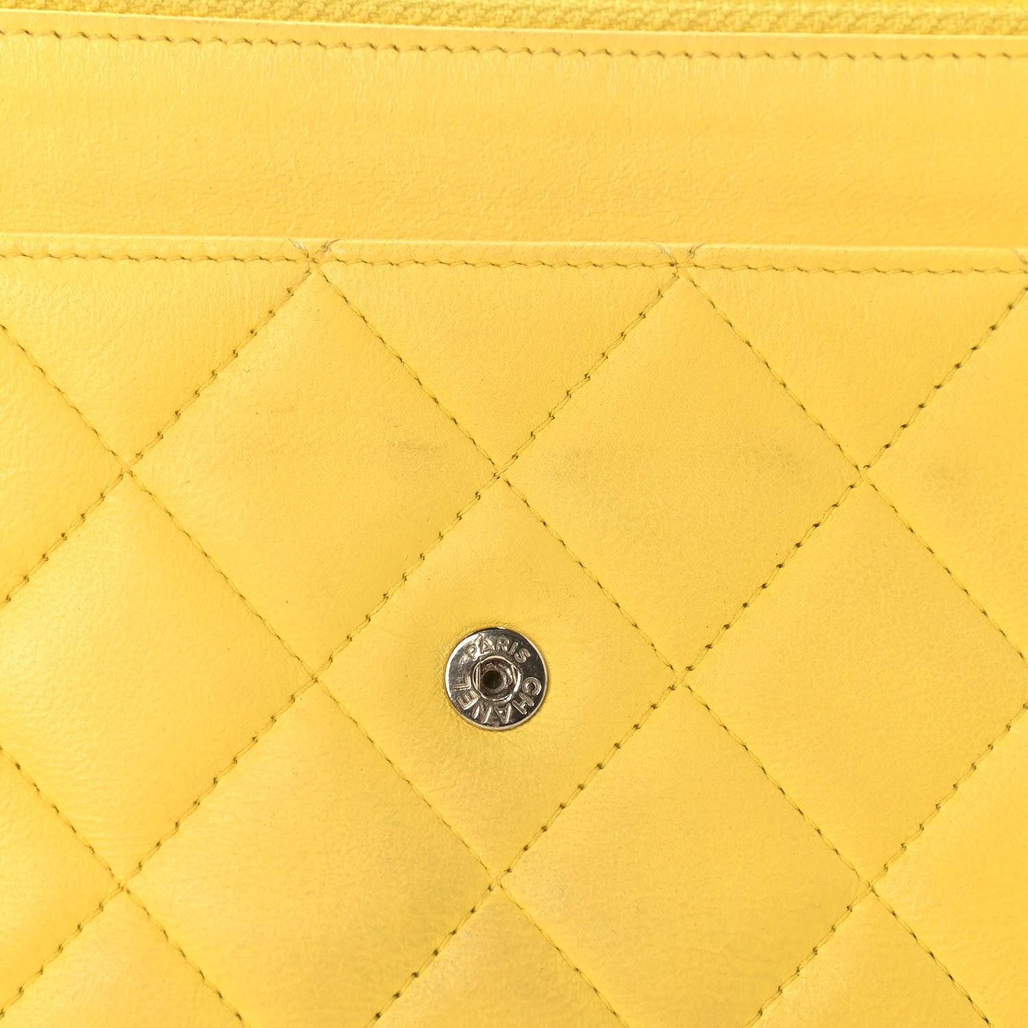Chanel Lambskin Quilted Wallet on Chain WOC Yellow 11 of 13