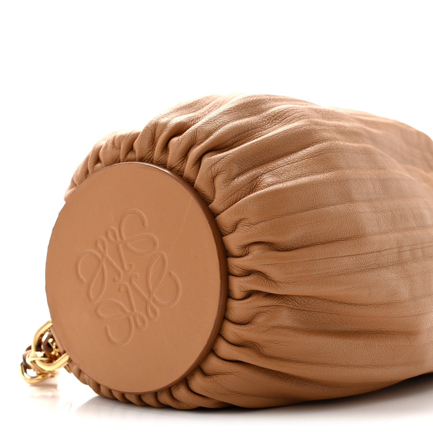 Loewe Lambskin Pleated Bracelet Pouch Shoulder Bag Warm Desert 8 of 10
