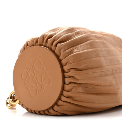 Loewe Lambskin Pleated Bracelet Pouch Shoulder Bag Warm Desert 8 of 10