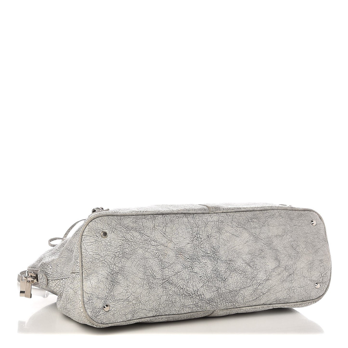 Agneau Classic Silver Hardware Papier Large Bowling Bag Grey