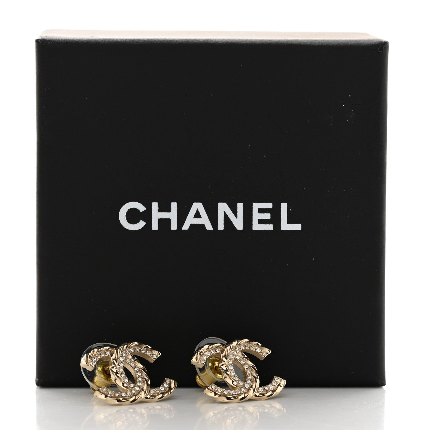 Chanel Crystal CC Earrings Gold 5 of 5