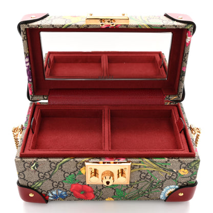 Gucci GG Supreme Monogram Flora Padlock Jewelry Case Red 6 of 13