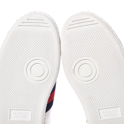 Gucci Calfskin Crystal Web Bee Embroidered Womens Ace Platform Sneakers 37 White 7 of 11