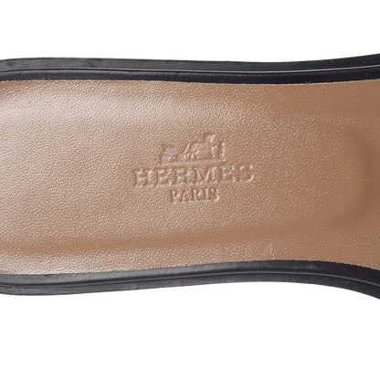 Hermes Box Calfskin Oran Sandals 37 Black 7 of 7