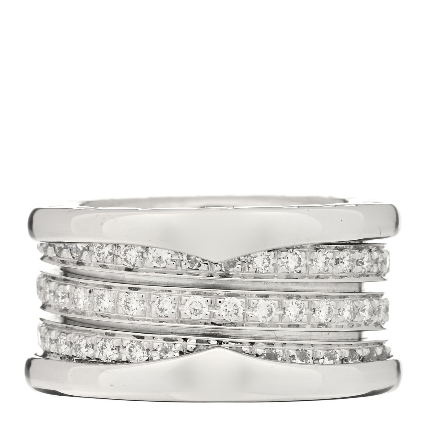 18K White Gold Diamond B.Zero1 Four-Band Full Pave Ring 46 3.75