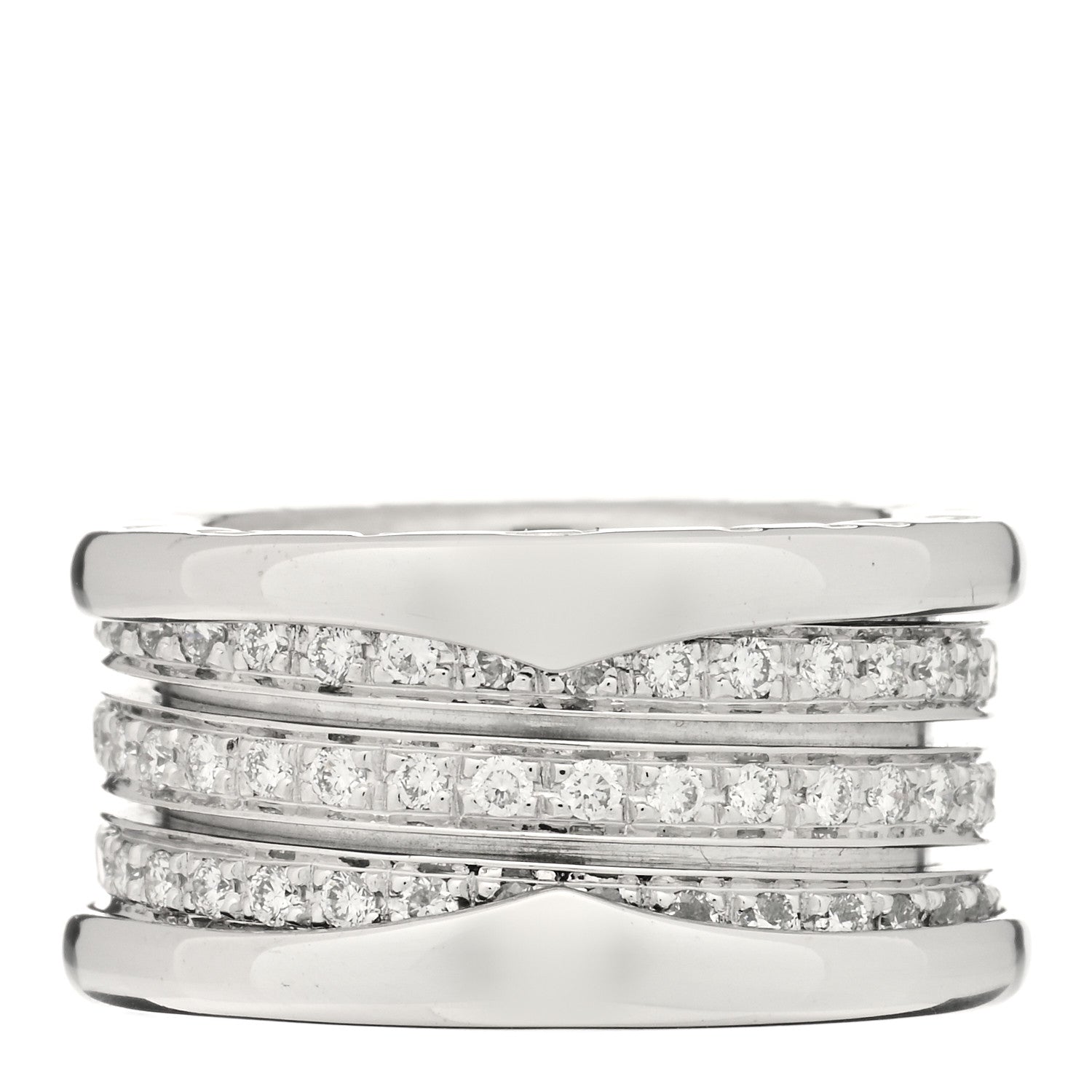 Bulgari 18K White Gold Diamond B.Zero1 Four-Band Full Pave Ring 46 3.75 2 of 3
