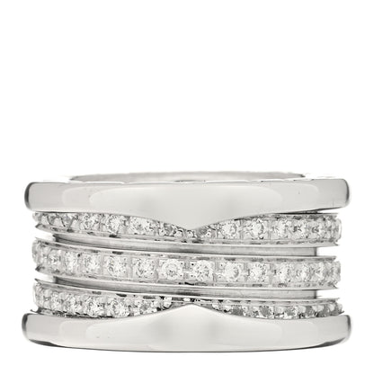 Bulgari 18K White Gold Diamond B.Zero1 Four-Band Full Pave Ring 46 3.75 2 of 3
